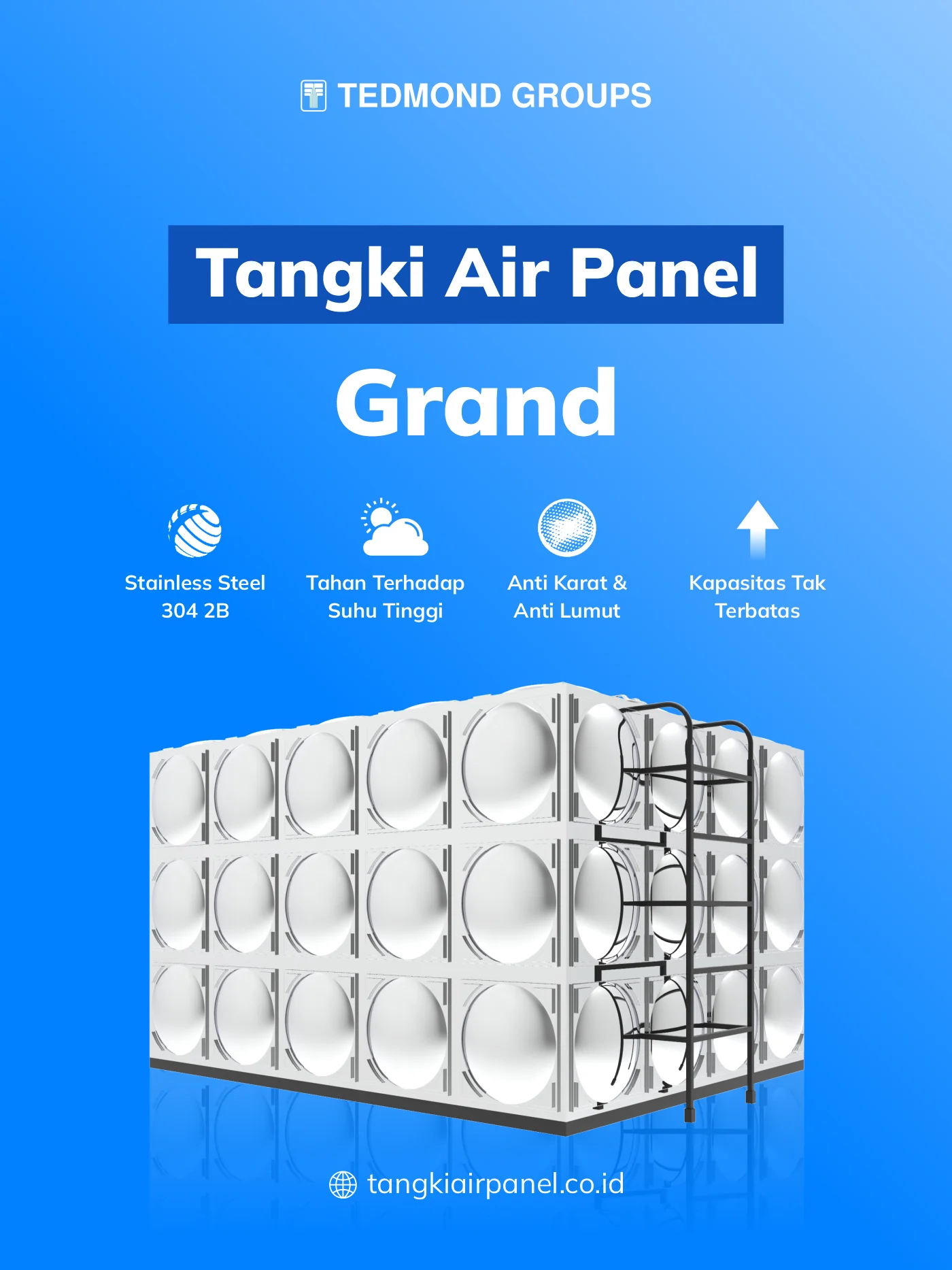 Tangki Stainless Panel Grand Berkapasitas Besar Untuk Industri