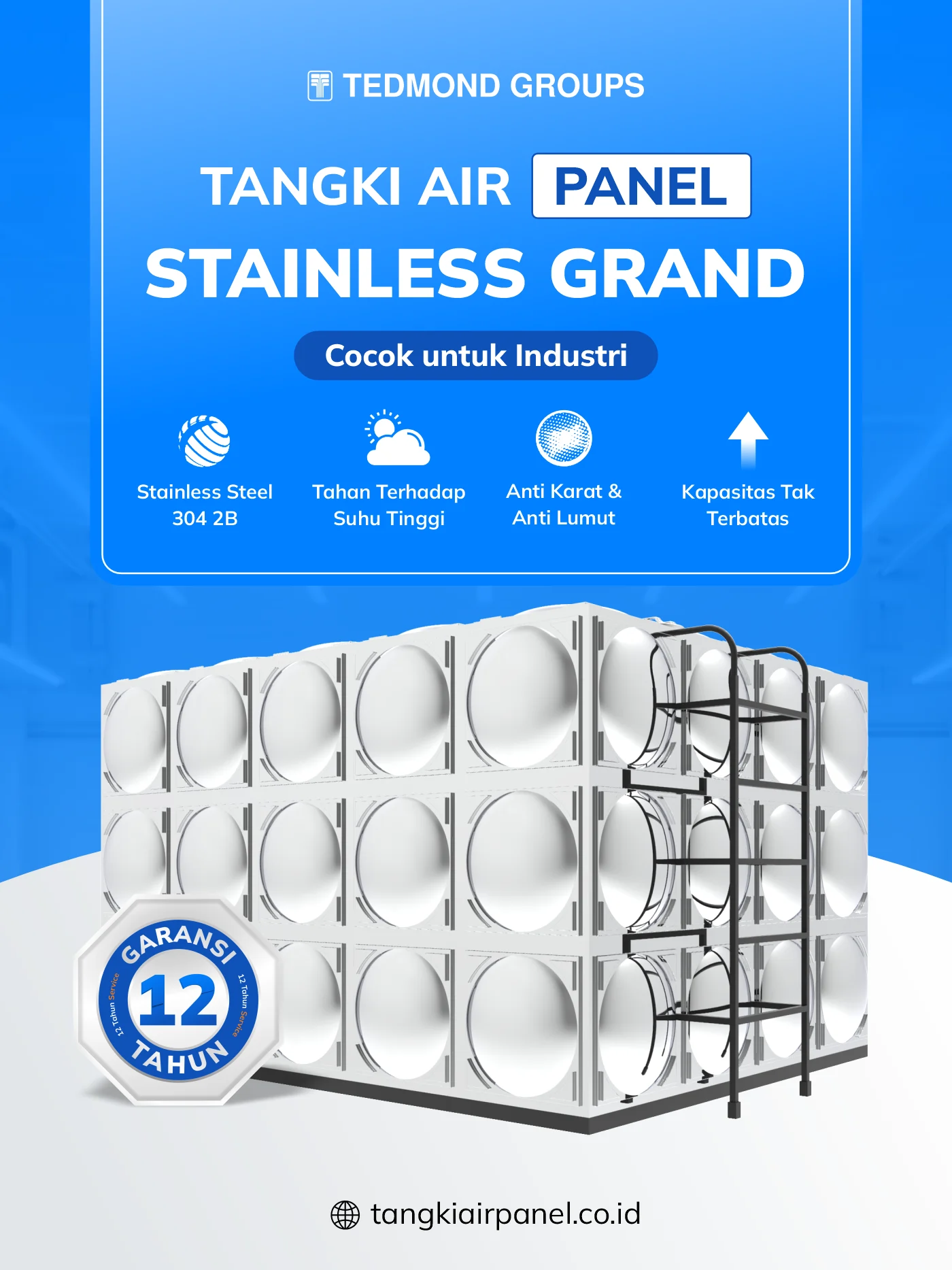 Tangki Stainless Panel Grand Cocok untuk Industri