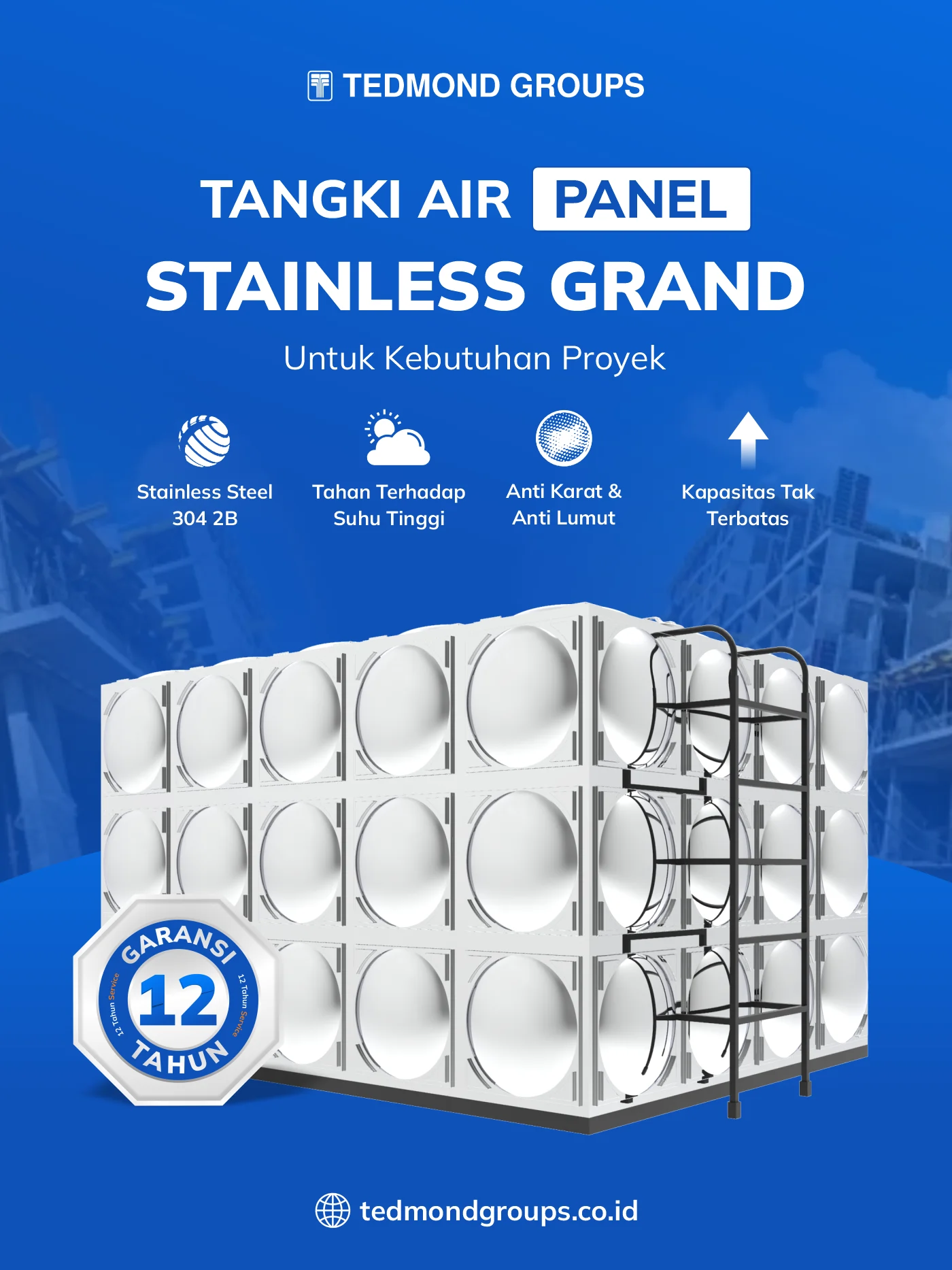 Tangki Stainless Panel Grand, Cocok Untuk Kebutuhan Proyek