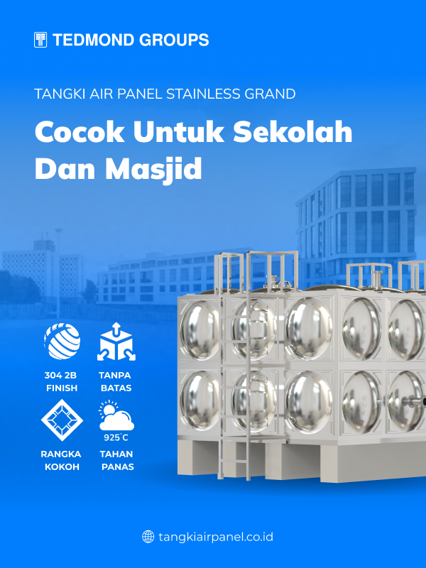 Tangki Air Panel Stainless Grand, Cocok untuk Sekolah dan Masjid