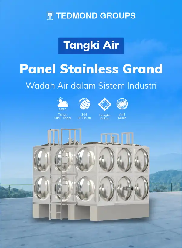 Tangki Air Panel Stainless Grand, Wadah Air dalam Sistem Industri